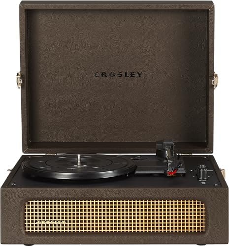 Crosley CR8017B-CO Voyager Vintage Vinyl Portable Record Player with Bluetooth in/Out and Built-in Speakers, Cocoa