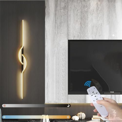 GZZBMY Lampade da Parete Dimmerabile con Telecomando Applique da Parete Moderne LED Interni Illuminazione da Parete Lineare Minimalista Lampada da Muro Acrilica Corridoio (Noir,100cm)