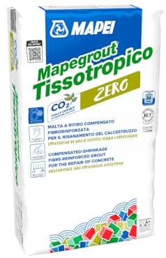 Mapei Mapegrout Tissotropico Zero - Malta fibrorinforzata R4 – Grigio - Per risanamento Calcestruzzo – Kg 25