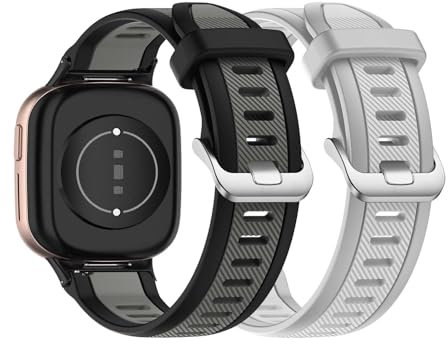 2 Pièces Bicolore Bracelets en Silicone pour Honor Watch 4 Bracelet de Montre, Sport Bandes de Rechange avec Boucle en Acier Inoxydable Réglable pour Homme et Femme avec Honor Watch 4 Sangles (1)