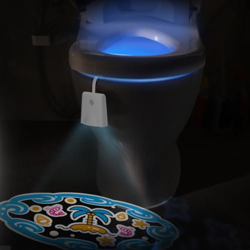 LAVAED WC-Nachtlichter, 16 Farbwechsel, Bewegungsmelder, aktivierte LED-Projektion, Nachtlicht, wiederaufladbar, WC-Schüssel, wasserdicht, coole Gadgets für Badezimmer-Dekoration (F16-TL5, 1 Stück)