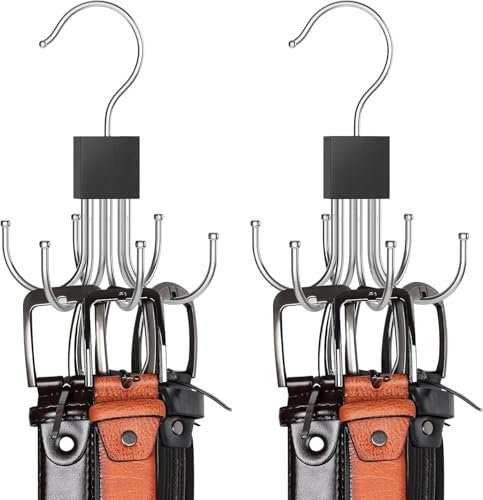2 Pezzi Rotazione a 360 Gradi Appendiabiti per Cravatte, Portacinture in Legno, Appendiabiti Per Cravatta, Per Calzini, Cintura, 6 Ganci, Gancio Per Sciarpe, Fazzoletti, Borse