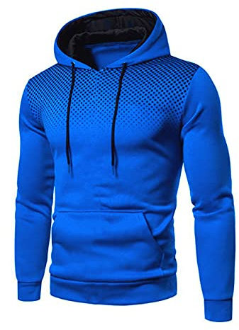 Herren Wintersport zweiteiliges Set Freizeit Fitness Polka Dot Hoodie Pullover Hose Anzug Winter Warmer Anzug Anzug Mit Rosen (Blue, L)