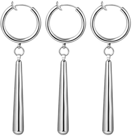 OIDEA Herren Zorro Clip-On Ohrringe: Silber Edelstahl Ohrringe ohne Piercing (3er Set) Ideal für Cosplay Anime-Conventions & täglichen Stil – Roronoa Zoro Design Geschenk für Anime-Fans