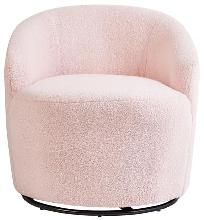 Beliani Drehsessel Bouclé pastellrosa 360° drehbar geschwungene Rückenlehne Retro Design Davik