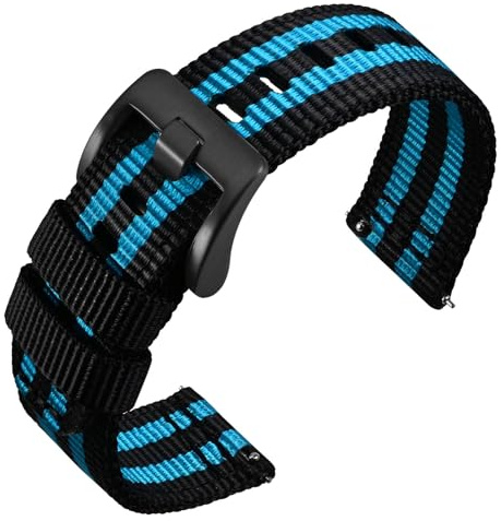 ANNEFIT Nylon Militär Uhrenarmband 18mm 19mm 20mm 22mm 24mm, Schnalle aus Edelstahl, Schnellverschluss Aatmungsaktive Armband für Herren