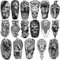 Lot de 77 feuilles de tatouages temporaires pour adultes et enfants - Faux tatouages imperméables - 17 grands et 60 petits autocollants noirs, Viking nordique