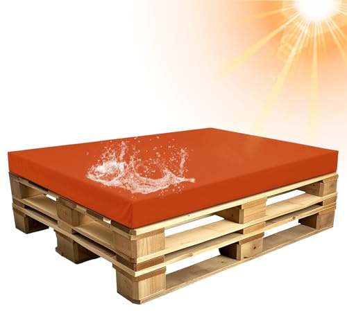 SYLC Outdoor Bezug Für Paletten Kissen/Auflage/Polster/Sofa/Möbel, Wasserdicht Überwürfe Für Europalette Sitzkissen Rückenlehne Mit Reißverschluss (Orange,Seat 120×80×15cm)