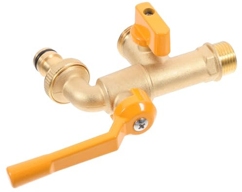 CIYODO Distributeur Eau pour Robinet Extérieur Robinet Mural à Double Sortie avec Vanne à Bille Adapté pour Tuyau Arrosage Et Machine à Laver