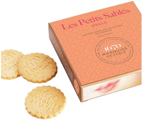 Marquise de Sablé | Biscuits sablés au beurre aux pépites d'abricot | Boîte cadeau de 100 g | Recette française artisanale | Sélection 18 carats