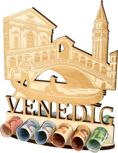 XL Geldgeschenk aus Holz Venedigreise|Geschenkidee|Reisegutschein|Gutscheinverpackung|witziges Geschenk|Geldgeschenk für Frauen und Männer (Venedig)