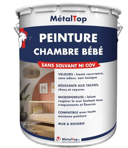 Metaltop - Peinture Chambre Bebe - Ivoire - Ton pierre - RAL 1015-1 L - Anti-taches et facile d'entretien, idéale pour le repos et l'éveil.