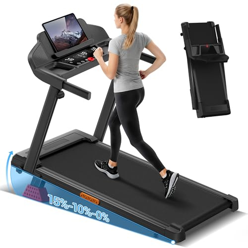 UMAY Cinta de Correr Plegable con Inclinación | Cinta de Andar Plegable,Caminadora Electrica Para Casa Equipado con un Motor de 3,0 CV y Pantalla LED,Máximo 136KG