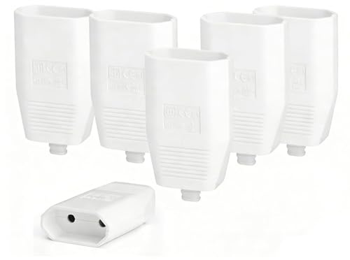 6 Piezas Acoplador Euro Plano 250V 2,5A, Enchufe Euro Plano Acoplador Schuko Blanco, Acoplador Schuko Europeo Toma Plana con Contacto de Protección