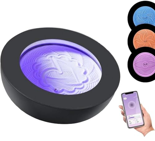 UIBAO Drift Magnetischer Bewegliche Sandkunsttisch,Sand Tisch Magnet Kugel,3D-Sandbilder & 7 LED,19 Muster,Für Zuhause & Büro, Entspannung,Holz & Glas,Meditationseinsteiger