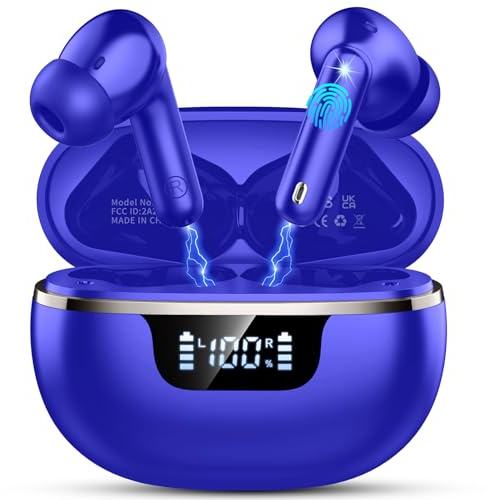 Donerton Auriculares Inalambricos, In-Ear Auriculares Inalambricos Bluetooth 5.4 con 4 HD Mic Cancelacion Ruido, 45H Estéreo HiFi Cascos Inalambricos Bluetooth Carga Rápida Tipo-C/IP7 Impermeable