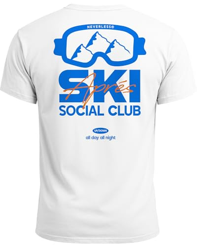 Neverless® Herren T-Shirt Backprint Après Ski Outfit Social Club Skifahren Snowboarden Fashion Streetstyle Männer