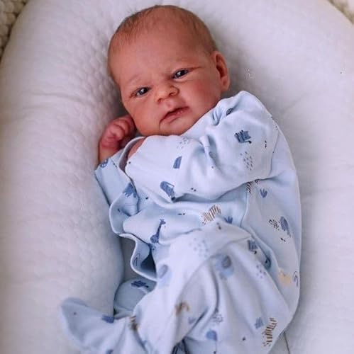 RXDOLL Vollsilikon Babypuppe, 45cm Reborn Babypuppen Silikon Ganzkörper, Realistische Babypuppe Lebensechte Junge, Reborn Puppen Lebensecht, Anatomisch korrekter Junge