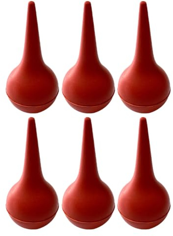 GLSTOY Jeringa de Bulbo para Limpieza Oídos Ñiño, 6 Piezas, Goma Roja, Succión Eficaz para Eliminar Mucosidad, Aspirador Seguro y Fácil de Usar para Cuidado Infantil