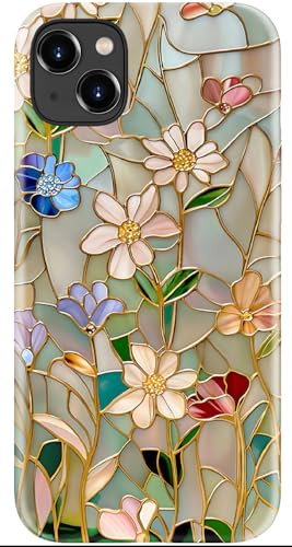 ESDOT for iPhone 13 Mini Case Cute,Trendy Floral Phone Cover for Women | Wireless Charging Compatible - Slim Fit Hard Back Soft Silicone Bumper - Aesthetic Y2K Cover for Women Girls
