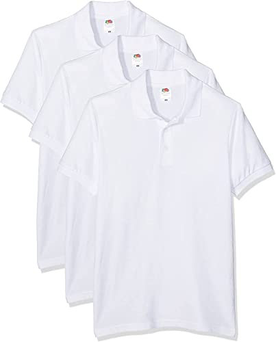 Fruit of the Loom Men's 65/35 Polo Shirt Pack of 3, White, XX-Large