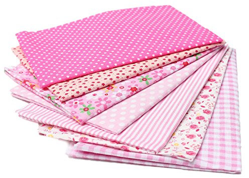 7 Stück Baumwollstoff Stoffpakete Patchwork Stoffe Baumwolle Stoffreste Pink 150x250cm