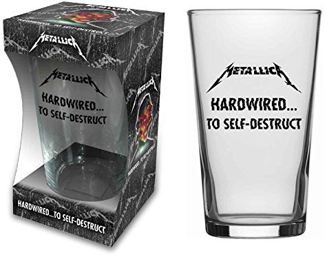 Metallica Beer Glass Hardwired to Self Destruct Band Logo Official Boxed One Size