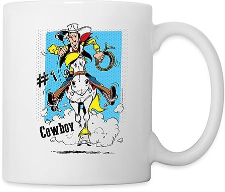 Spreadshirt Lucky Luke Cowboy mit Pferd Jolly Jumper Tasse, One size, Weiß