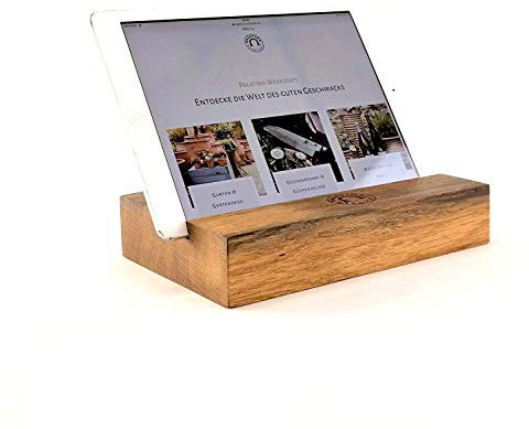 Palatina officina, supporto per tablet di alta qualità, realizzato a mano, in legno massiccio di botte massiccio, per iPhone/iPad/Samsung.