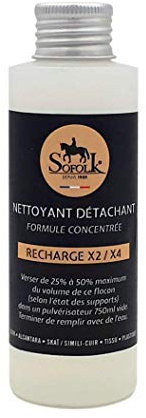 Sofolk - Recharge Nettoyant, Détachant, Dégraissant pour Cuir - Entretien Cuir - Recharge pour Spray Nettoyant Inodore et Incolore - 125ml