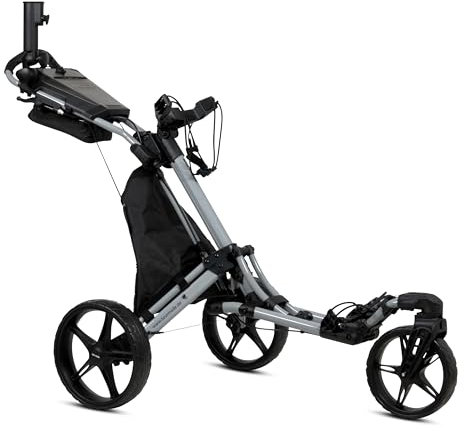 tour made RT-150 Swivel Golf Trolley klappbar I Push Golftrolley 3 Rad I Zuladung bis 25kg I Deutsche Markenqualität I viel Zubehör inklusive (Grey-Black)