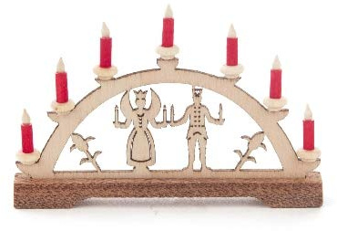 Rudolphs Schatzkiste Mini-Schwibbogen Engel & Bergmann, rote Kerzen BxHxT 70x45x10mm NEU Lichterbogen Leuchterbogen Fensterbild