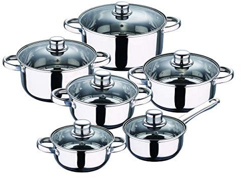 San Ignacio Bateria de Cocina 12 Piezas Acero Inoxidable en Color Cromado colección Cassel