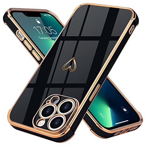 Lafunda kompatibel mit iPhone 13 Pro Handyhülle Mädchen Liebesherz Silikonhülle weich TPU Hülle Ultra dünn Stoßfeste Schutzhülle Bumper Silikon case für iPhone 13 Pro Schwarz