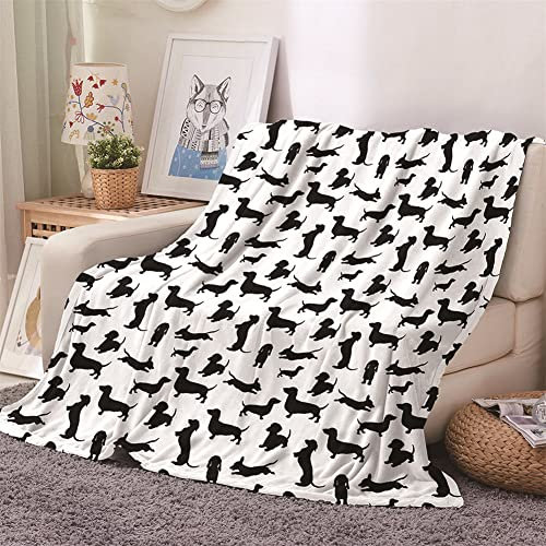 FANSU 3D Kuscheldecke Flauschig Flanell Decke, Microfaser Weich Warm Plüsch Fleecedecke Sofadecke Couchdecke Wohndecke Bettdecke Tagesdecke (Dackel,180x200cm)