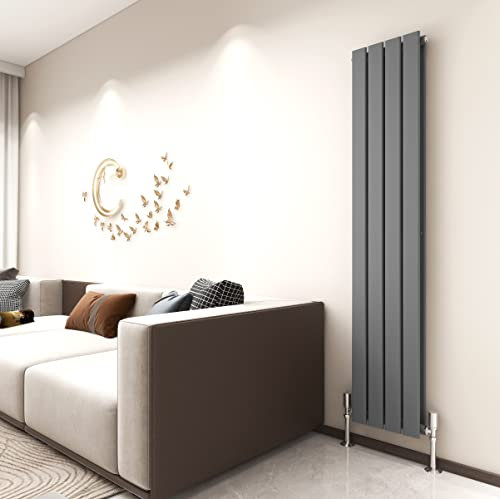 Radiator Horizontal Vertical Designer Flat Panel Central Heating Radiator 1600mm Height (1600x272mm Double, Anthracite)