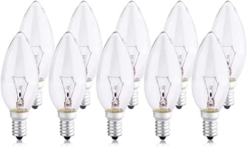 10 Pack Screw in Light Bulbs Dimmable, Candle Bulbs Small Screw, Clear Edison Screw Bulb SES E14, 230V