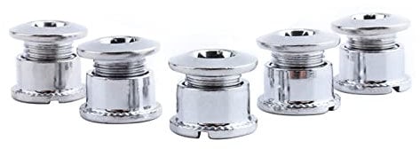 Bicycle M8 Crankset Single/Double/Triple Speed Chainring Bolts, 5 Pieces Steel Plated Bicycle Crank Bolts Nuts Set for Road Bike Mountain Bike BMX Fixie (Silver Single Disc)