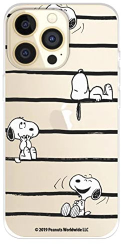Offizielle Snoopy Schutzhülle für iPhone 14 Pro – Schutzhülle aus flexiblem Silikon mit Streifen zum Schutz Ihres Handys