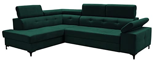 SEPRO MÖBEL BERGAMO Exklusive Ecksofa, Eckcouch mit Schlaffunktion und Bettkasten | Schlafsofa für Wohnzimmer Schlafzimmer | Möbel & Möbelsets | Modern Zimmer-Sofa | Couch Home Decor Deko | Grün