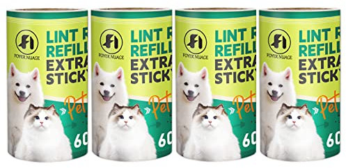 Lot de 4 Recharges pour Rouleau Anti-Peluches,4 Recharges Rouleaux pour Rouleau Poils Animaux,Rouleau Adhesif Vetement,Rouleau Super adhésif pour Poils d'animaux - Petit Format 10 cm