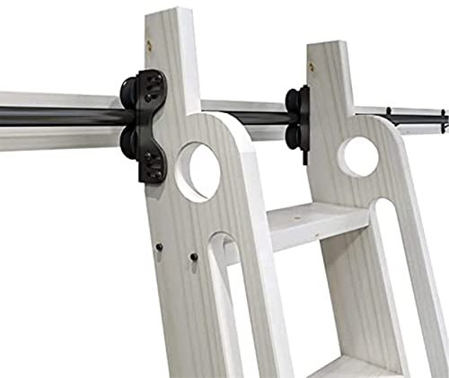 Luyckfrazy Scala per Libreria Scorrevole Binario Sospeso 3.3ft-20ft, Kit per Ufficio a Soppalco Con Ruote a Pavimento (Senza Scala) (Size: 200cm Kit Pista)