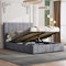 Polsterbett Doppelbett, Stauraumbett Hydraulisch Bett Grau und Kopfteil Verstellbares mit Hubspeicher Bett Schlafzimmer Bettgestell 140X200