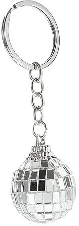 jojofuny Disco Kugel SchlüSselanhäNger, Mini Discokugel Spiegel, Silber, Party Deko, Rucksack AnhäNger, 6.5cm, FüR MäNner Und Frauen