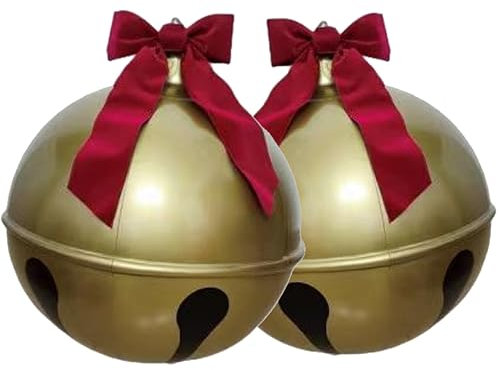 2PCS/Set aufblasbare Weihnachtsball 23,6 Zoll PVC Riesen Weihnachtskugeln mit großen roten Bogen aufblasbare Weihnachtsschmuck für Weihnachtsdekorationen im Freien