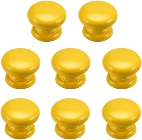 Klauer Pomelli in Legno, pomelli for cassetti Rotondi, 8 Pezzi Maniglie Hardware for mobili nordici Raccordi for cassetti Maniglie in Legno Rosa for Guardaroba (Color : Yellow, Size : Single Hole)