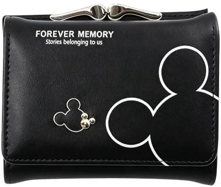 Oneroomone Portefeuille Femme Noir,Porte Monnaie en Cuir | Mini Portefeuille,avec 10 Emplacements pour Stocker et Protéger Cartes D'identité, Cartes Crédit, l'argent, Photos(Noir)