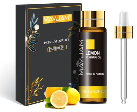 MAYJAM Olio Essenziale Di Limone 10ml, Olio Di Limone Per Diffusore, Umidificatore, Fai Da Te, Casa, Guardaroba