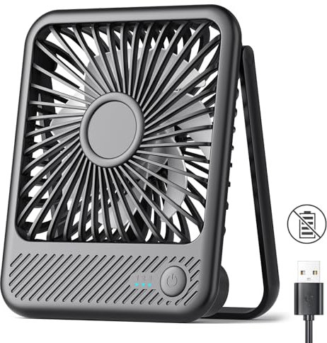 Koonie Ventilador de escritorio de 5 pulgadas, viento fuerte, ultra silencioso, pequeño, USB, inclinación de 180°, plegable, 3 velocidades, ajustable, con cable USB-C, mini ventilador personal para el
