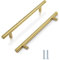 2 Pack Kitchen Cupboard Handles Stainless Steel Kitchen Door Handles Brushed Cabinet Handles Wardrobe Drawer (2 Pack Gold, Hole Centre 160mm)